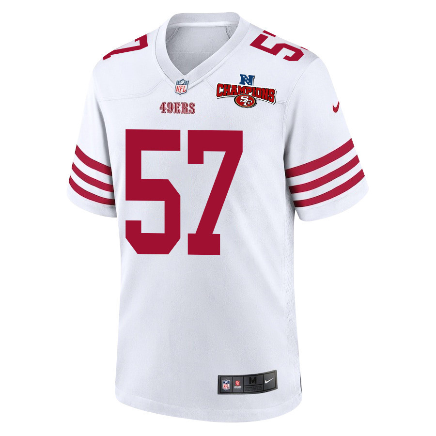 Alternative view of Dre Greenlaw 57 San Francisco 49ers NFC Champions Patch Game Men Jersey - White JS4067 nicesnker