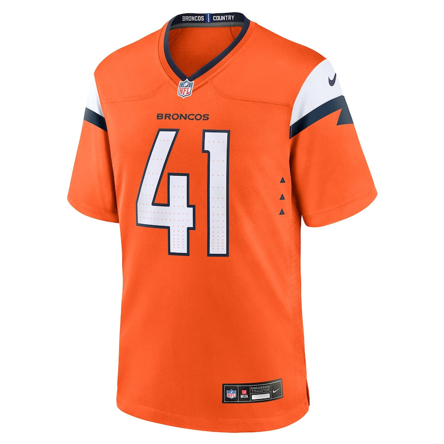 Alternative view of Drew Sanders 41 Denver Broncos Team Game Men Jersey - Orange JS3617 nicesnker