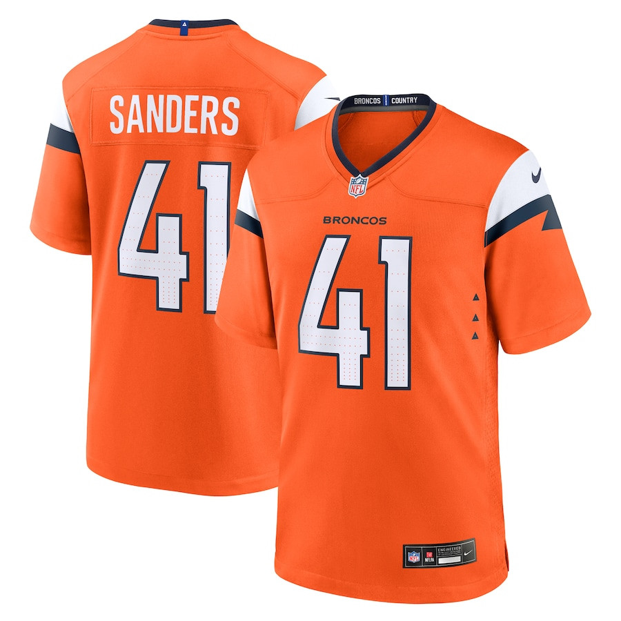 Drew Sanders 41 Denver Broncos Team Game Men Jersey - Orange JS3617 nicesnker