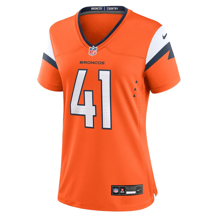 Alternative view of Drew Sanders 41 Denver Broncos Women's Team Game Jersey - Orange JS7517 nicesnker