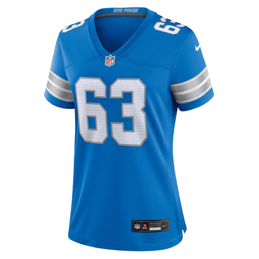 Alternative view of Duke Clemens 63 Detroit Lions Women's Game Jersey - Blue JS9322 nicesnker