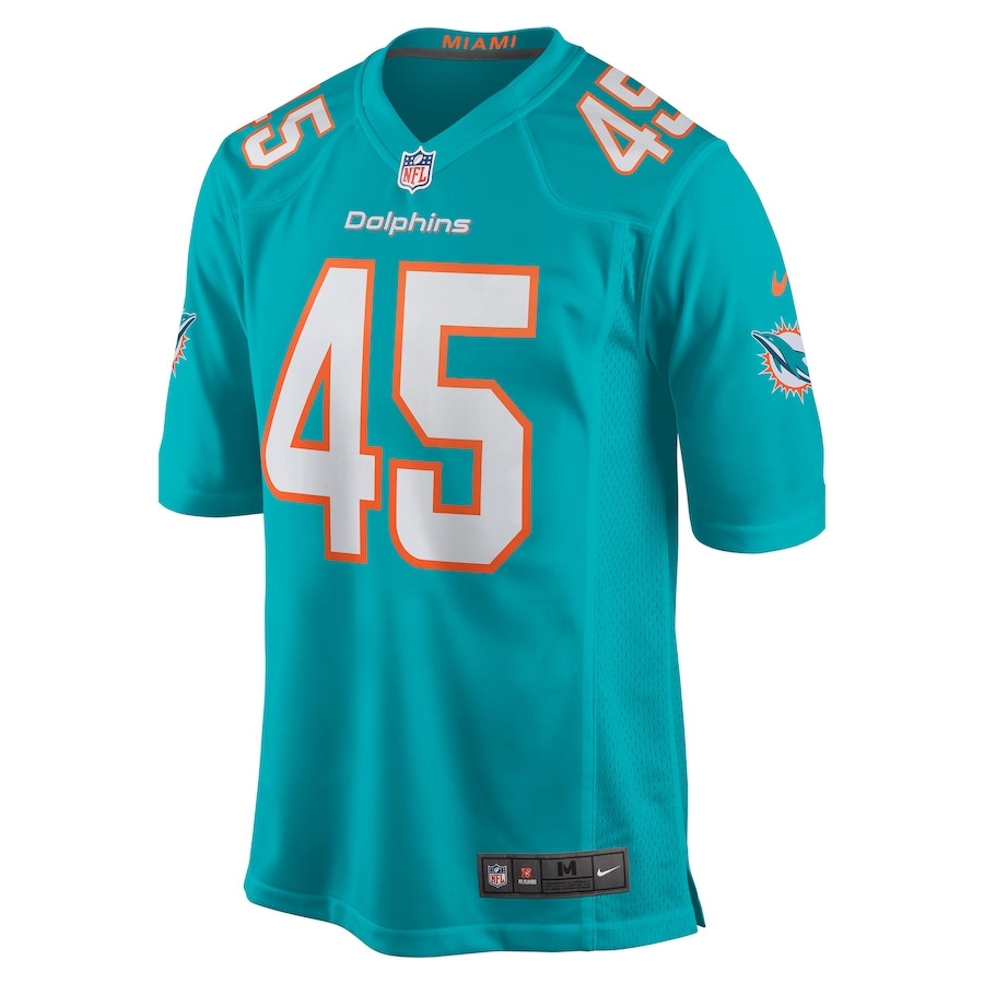 Alternative view of Duke Riley 45 Miami Dolphins Men Game Jersey - Aqua JS4965 nicesnker
