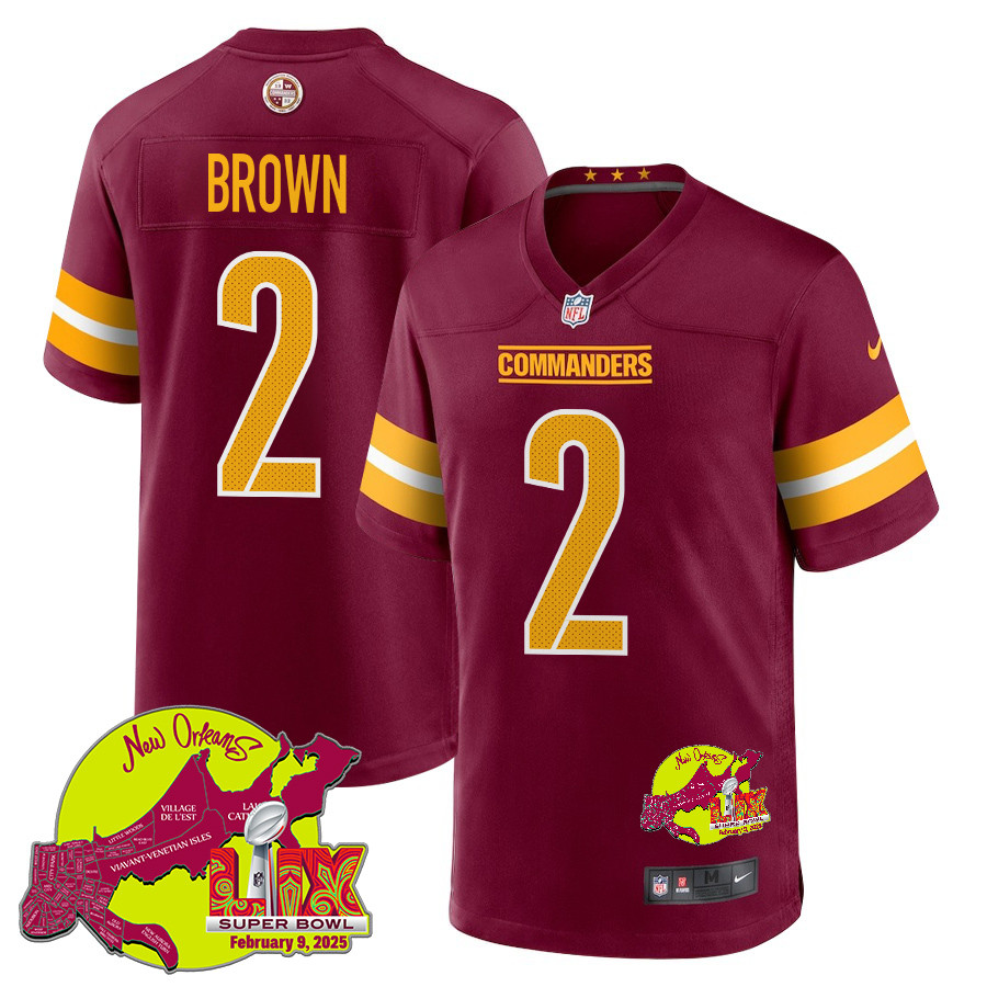 Dyami Brown 2 Washington Commanders Super Bowl LIX New Orleans Patch Game Men Jersey - Burgundy JS9349 nicesnker