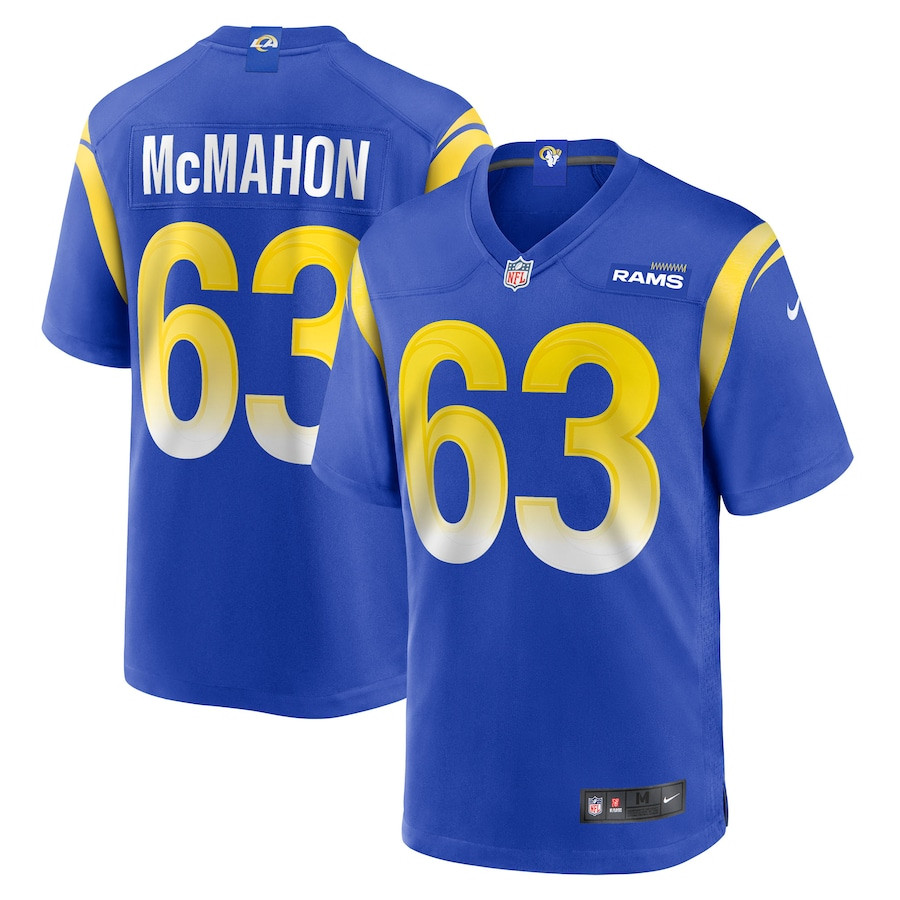 Dylan McMahon 63 Los Angeles Rams Team Game Men Jersey - Royal JS9744 nicesnker