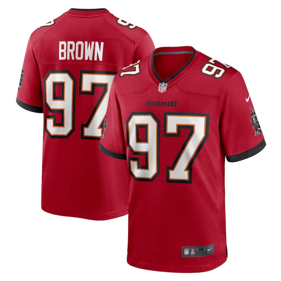 Earnest Brown IV 97 Tampa Bay Buccaneers Game Men Jersey - Red JS3392 nicesnker