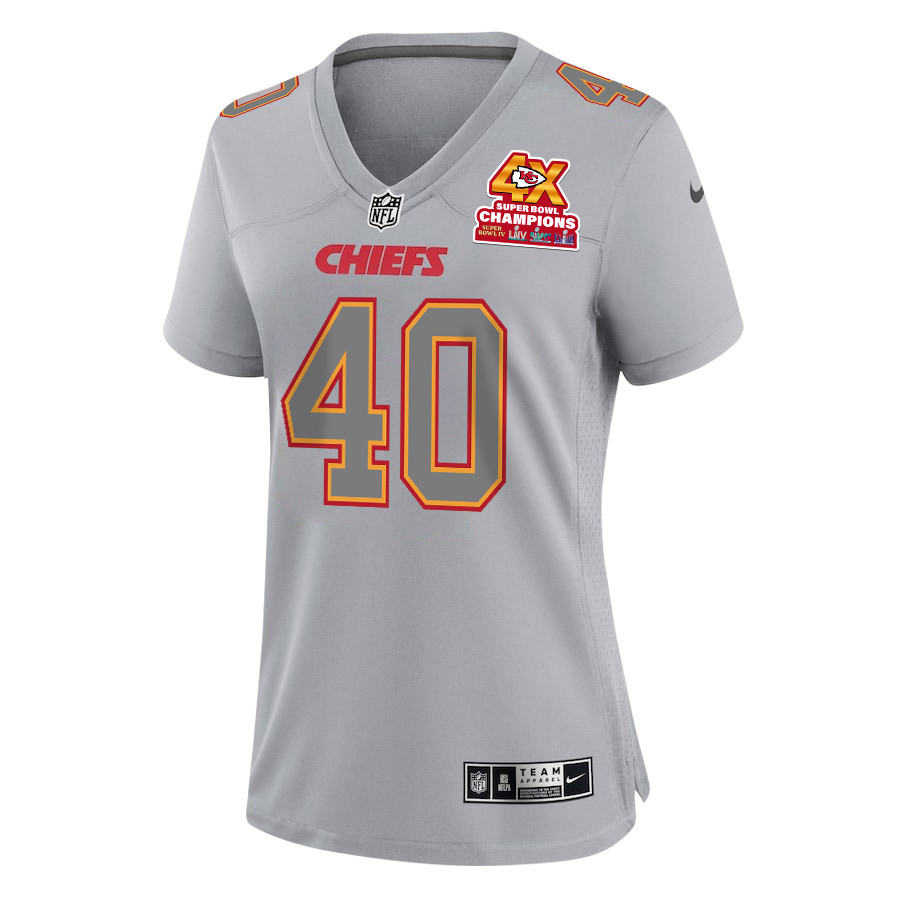 Alternative view of Ekow Boye-Doe 40 Kansas City Chiefs Super Bowl LVIII Champions 4X Atmosphere Fashion Game Women Jersey - Gray JS5085 nicesnker