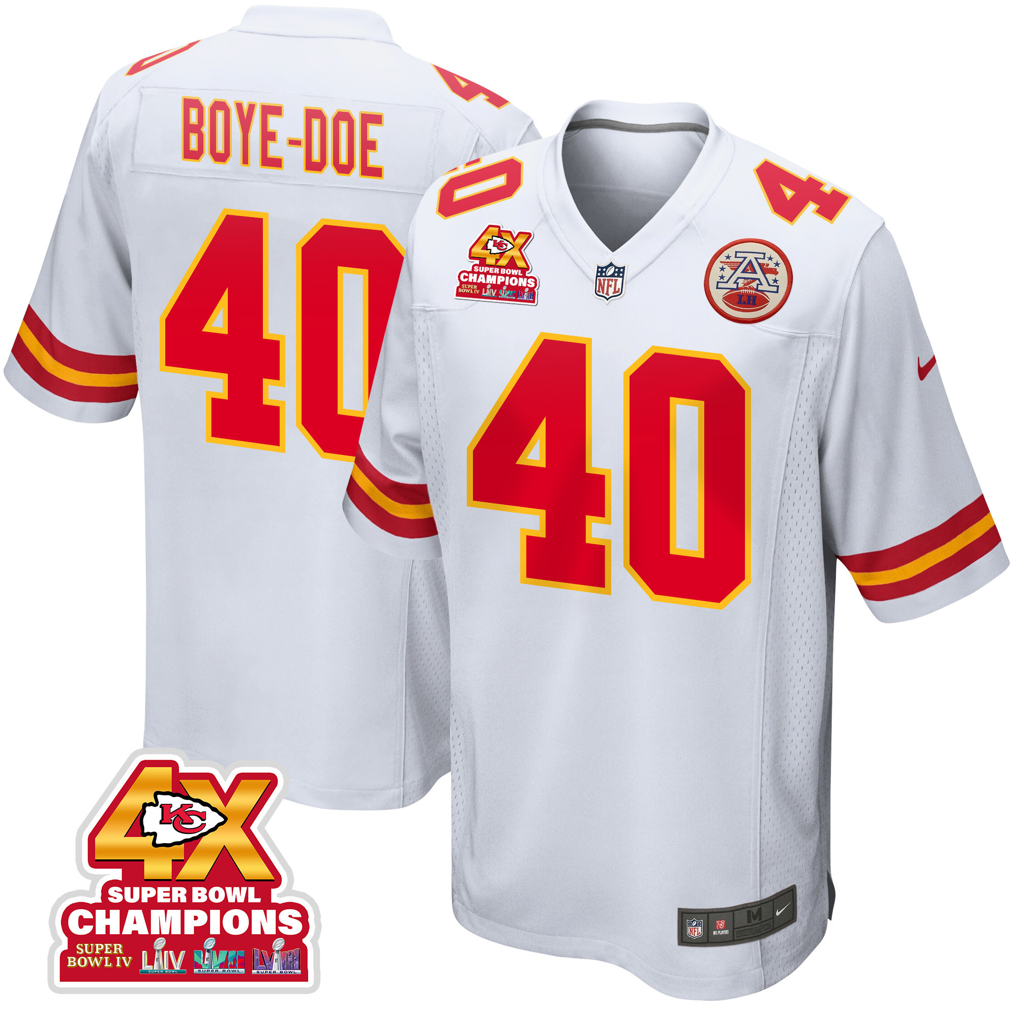 Ekow Boye-Doe 40 Kansas City Chiefs Super Bowl LVIII Champions 4X Game Men Jersey - White JS9667 nicesnker
