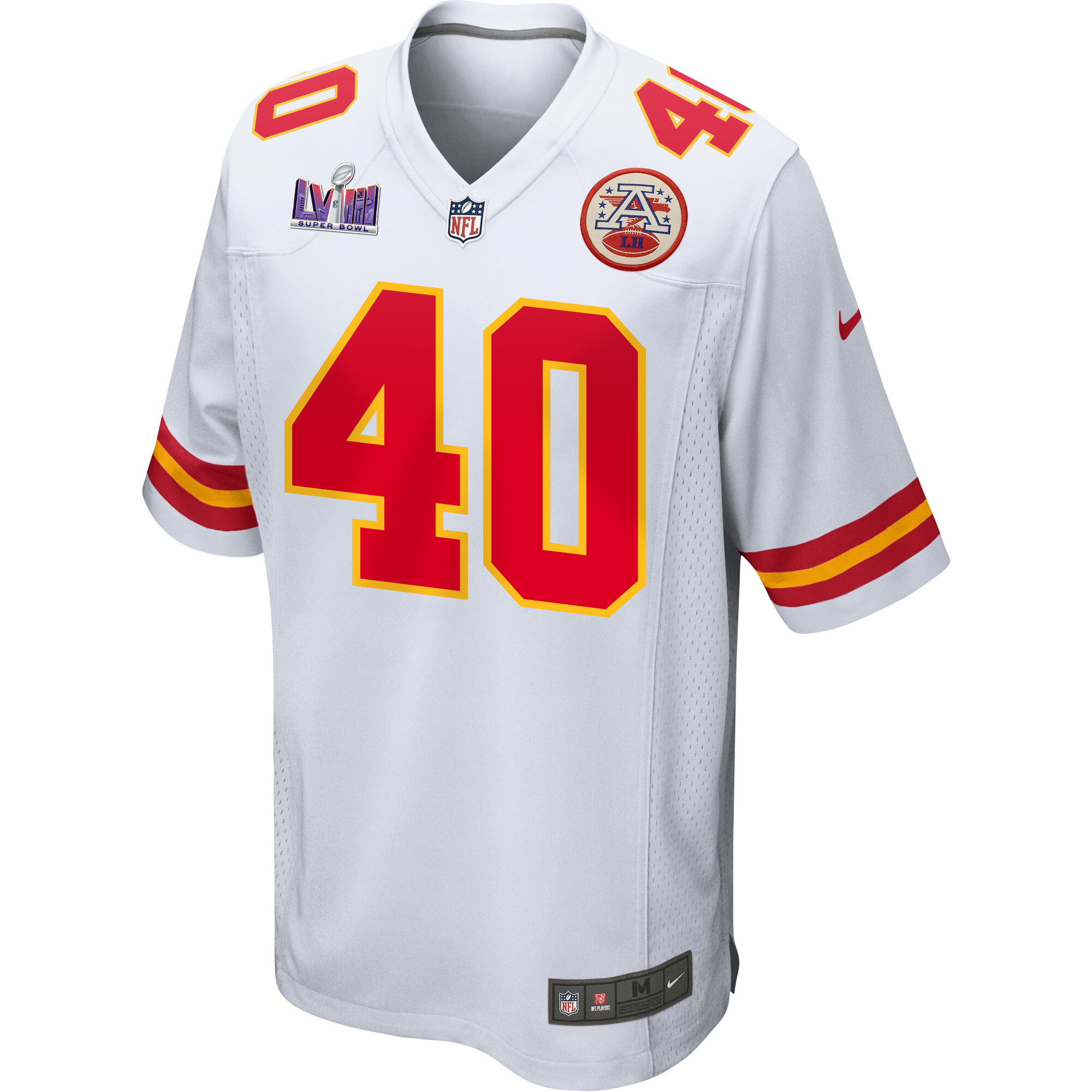 Alternative view of Ekow Boye-Doe 40 Kansas City Chiefs Super Bowl LVIII Patch Game Men Jersey - White JS7139 nicesnker