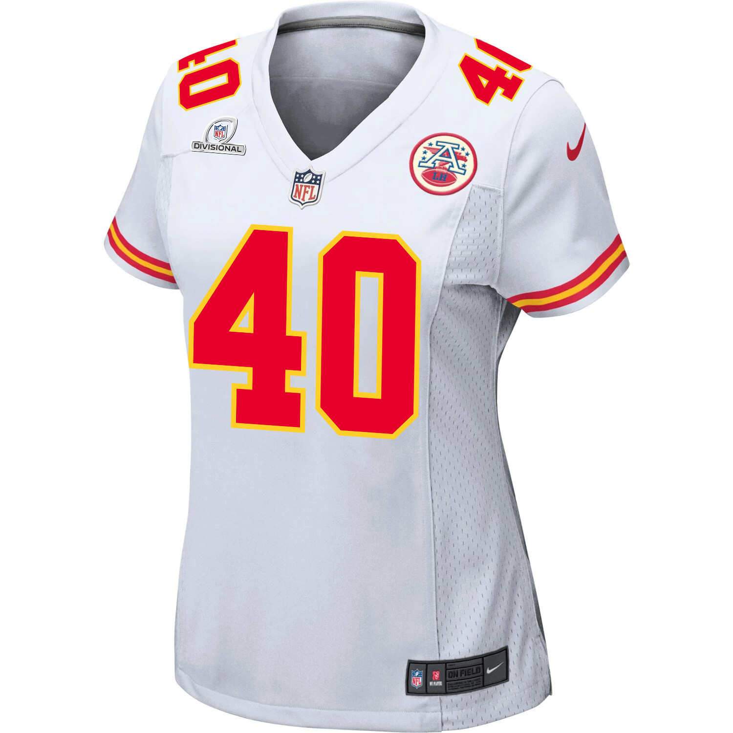 Alternative view of Ekow Boye-Doe 40 Kansas City Chiefs Super Bowl LVIII Patch Game Women Jersey - White JS8492 nicesnker