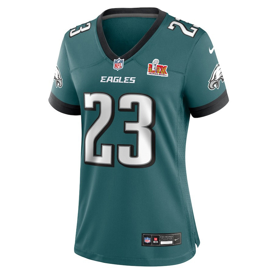 Alternative view of Eli Ricks #23 Philadelphia Eagles Super Bowl LIX Women's Jersey - Midnight Green JS2531 nicesnker