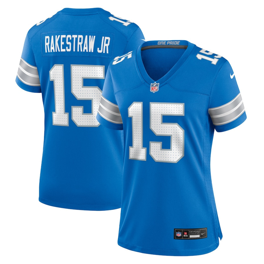 Ennis Rakestraw Jr. 15 Detroit Lions Women's Team Game Jersey - Blue JS8816 nicesnker