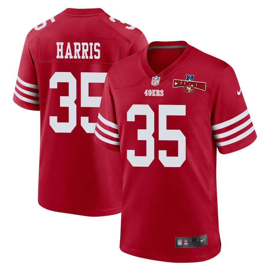 Erik Harris 35 San Francisco 49ers NFC Champions Patch Game Men Jersey - Scarlet JS8072 nicesnker