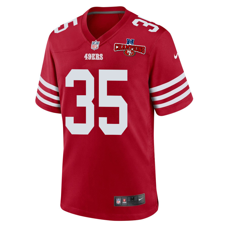 Alternative view of Erik Harris 35 San Francisco 49ers NFC Champions Patch Game Men Jersey - Scarlet JS8072 nicesnker