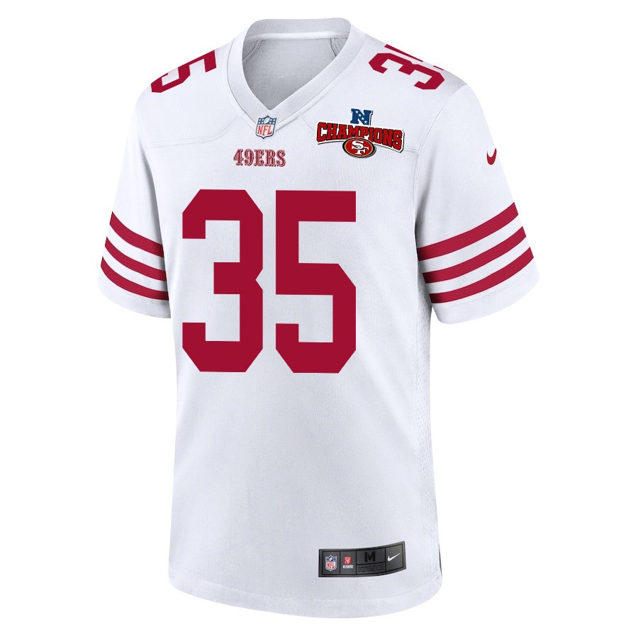 Alternative view of Erik Harris 35 San Francisco 49ers NFC Champions Patch Game Men Jersey - White JS6862 nicesnker
