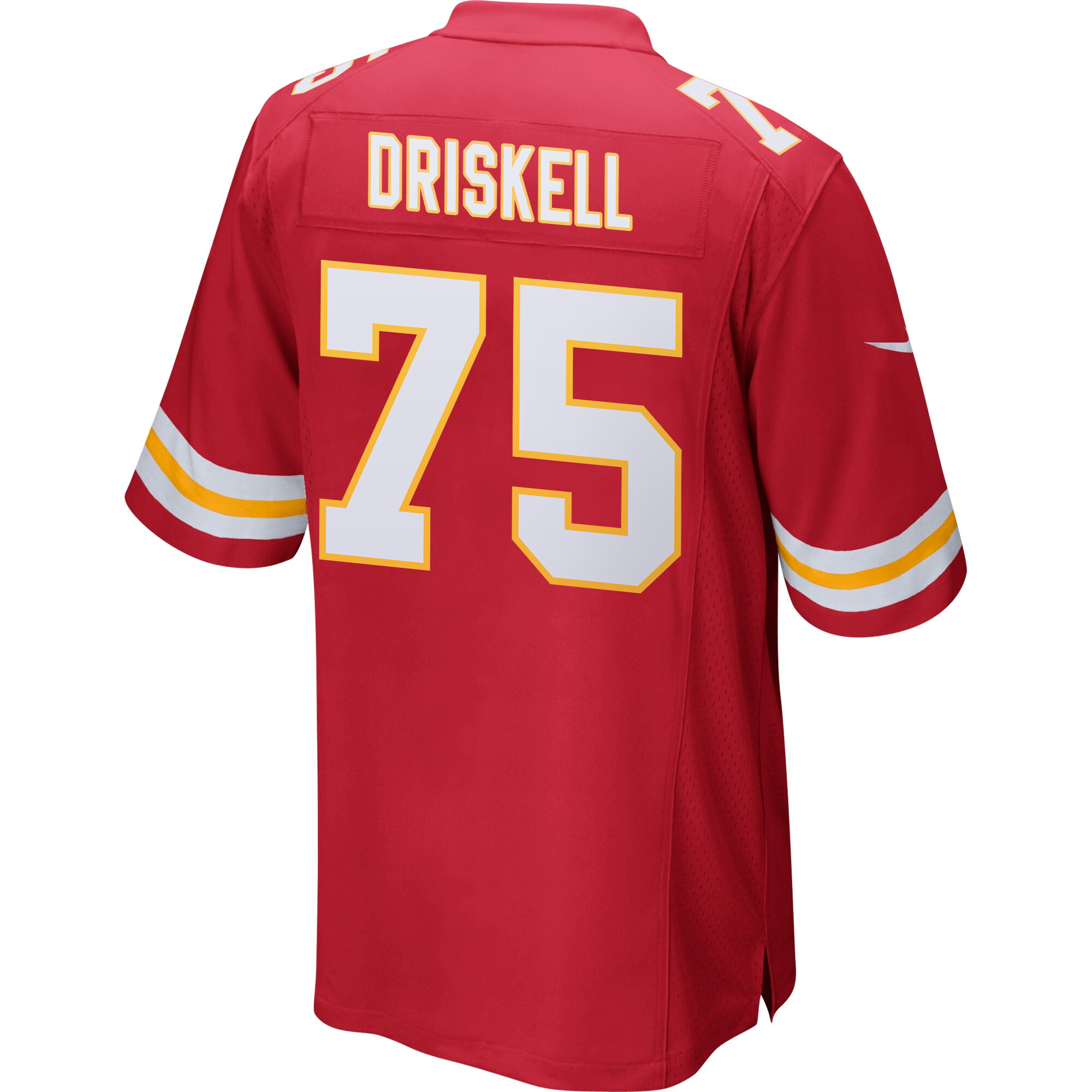 Alternative view of Ethan Driskell 75 Kansas City Chiefs Super Bowl LIX Champions Patch Game Men Jersey - Red JS5435 nicesnker