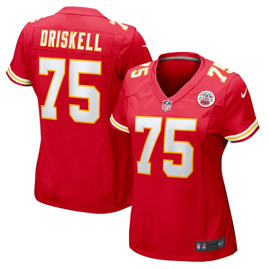Ethan Driskell 75 Kansas City Chiefs Women's Game Jersey - Red JS1957 nicesnker