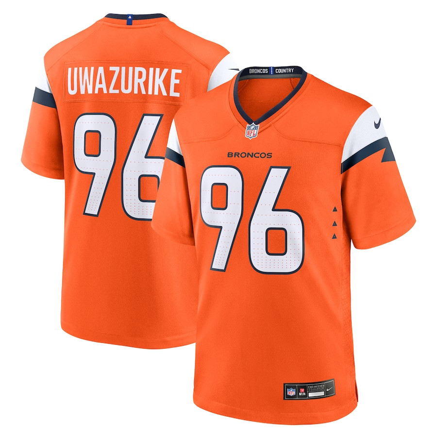 Eyioma Uwazurike 96 Denver Broncos Team Game Men Jersey - Orange JS9629 nicesnker