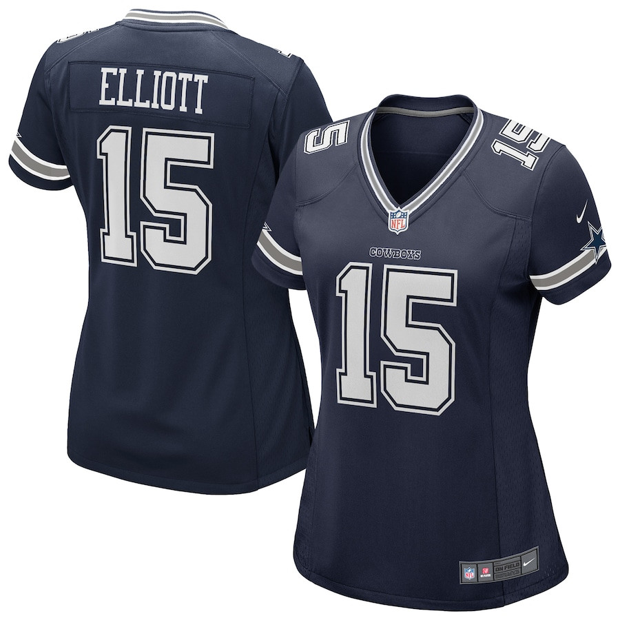 Ezekiel Elliott 15 Dallas Cowboys Women's Game Jersey - Navy JS3618 nicesnker