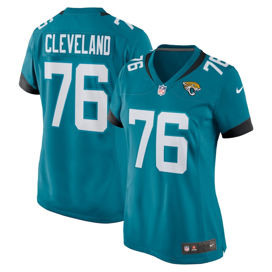 Ezra Cleveland 76 Jacksonville Jaguars Women Game Jersey - Teal JS5148 nicesnker
