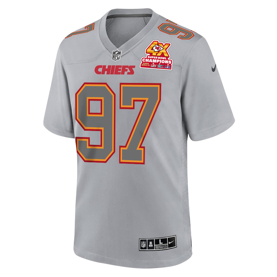 Alternative view of Felix Anudike-Uzomah 97 Kansas City Chiefs Super Bowl LVIII Champions 4X Atmosphere Fashion Game Men Jersey - Gray JS3569 nicesnker