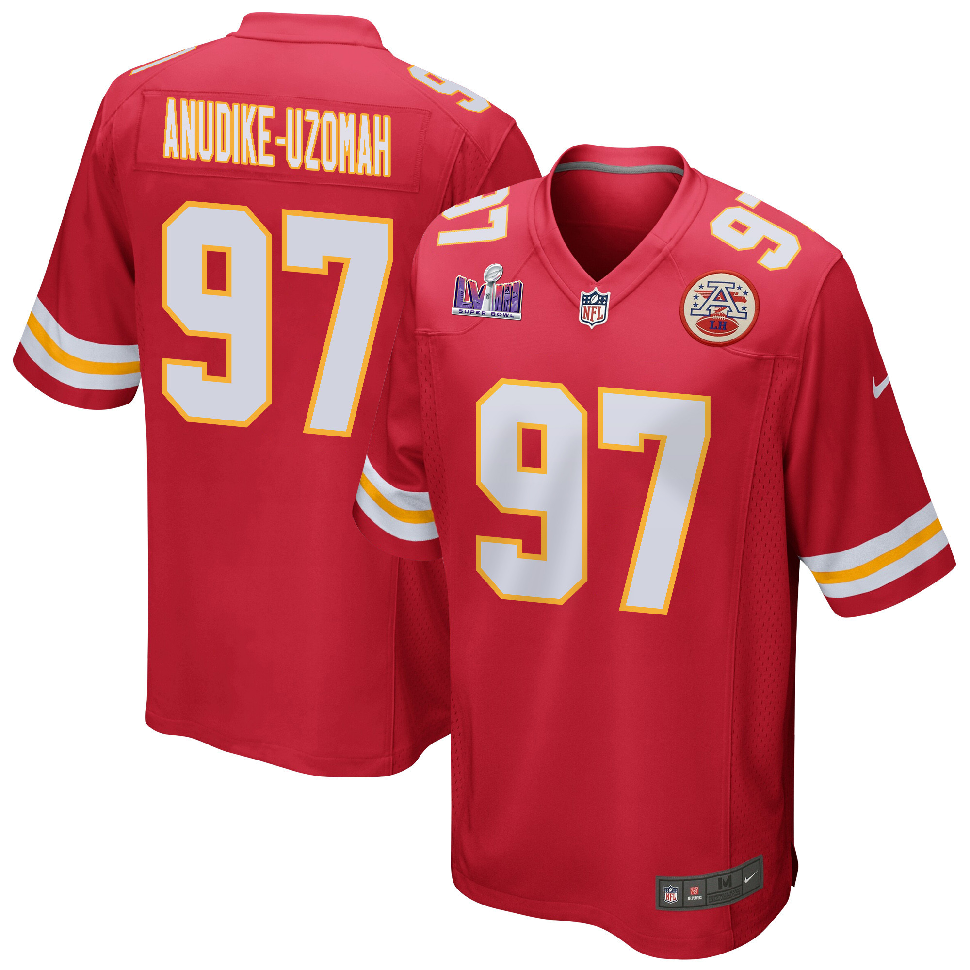 Felix Anudike-Uzomah 97 Kansas City Chiefs Super Bowl LVIII Patch Game Men Jersey - Red JS9141 nicesnker
