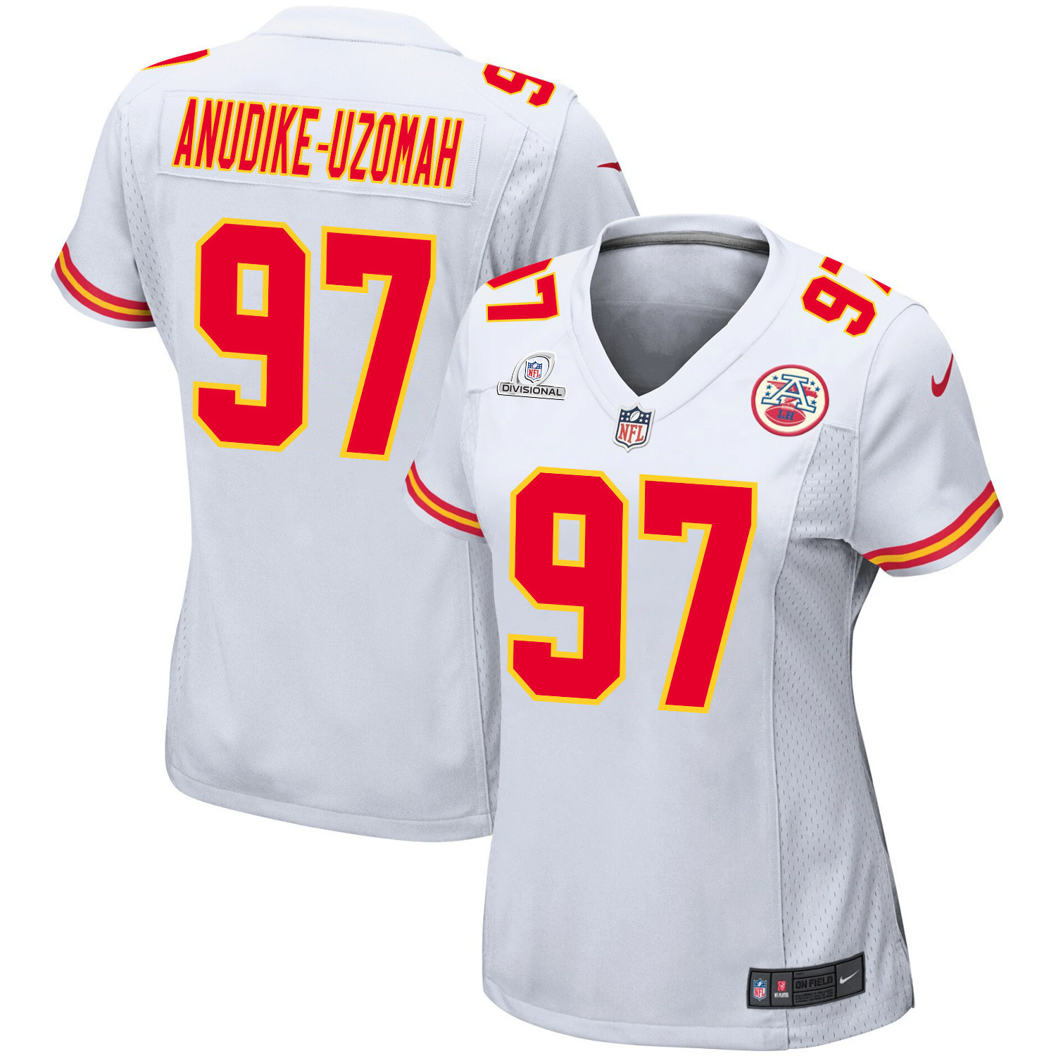 Felix Anudike-Uzomah 97 Kansas City Chiefs Super Bowl LVIII Patch Game Women Jersey - White JS7211 nicesnker