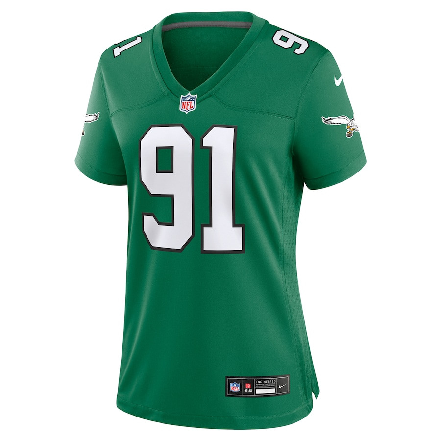 Alternative view of Fletcher Cox 91 Philadelphia Eagles Women's Alternate Game Jersey - Kelly Green JS7951 nicesnker