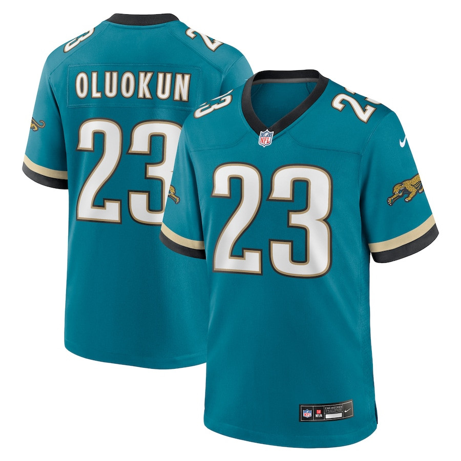 Foye Oluokun 23 Jacksonville Jaguars Prowler Throwback Player Game Men Jersey - Teal JS2957 nicesnker