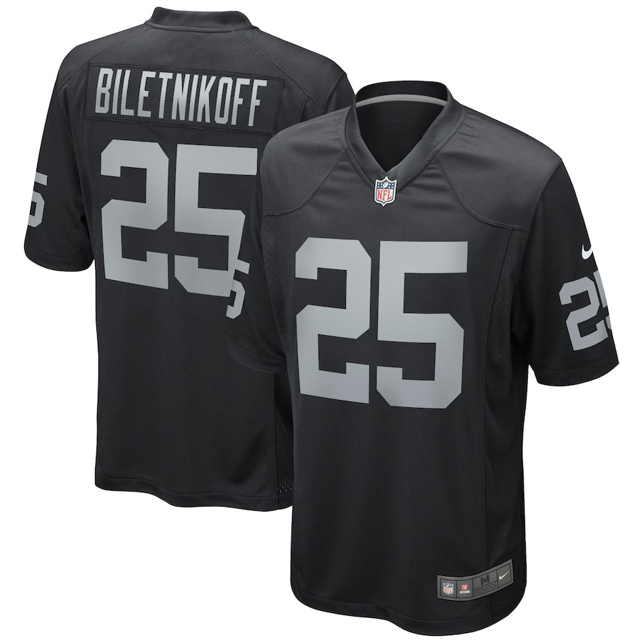 Fred Biletnikoff 25 Las Vegas Raiders Men Game Retired Jersey - Black JS6305 nicesnker