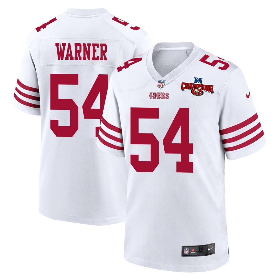 Fred Warner 54 San Francisco 49ers NFC Champions Patch Game Men Jersey - White JS2420 nicesnker