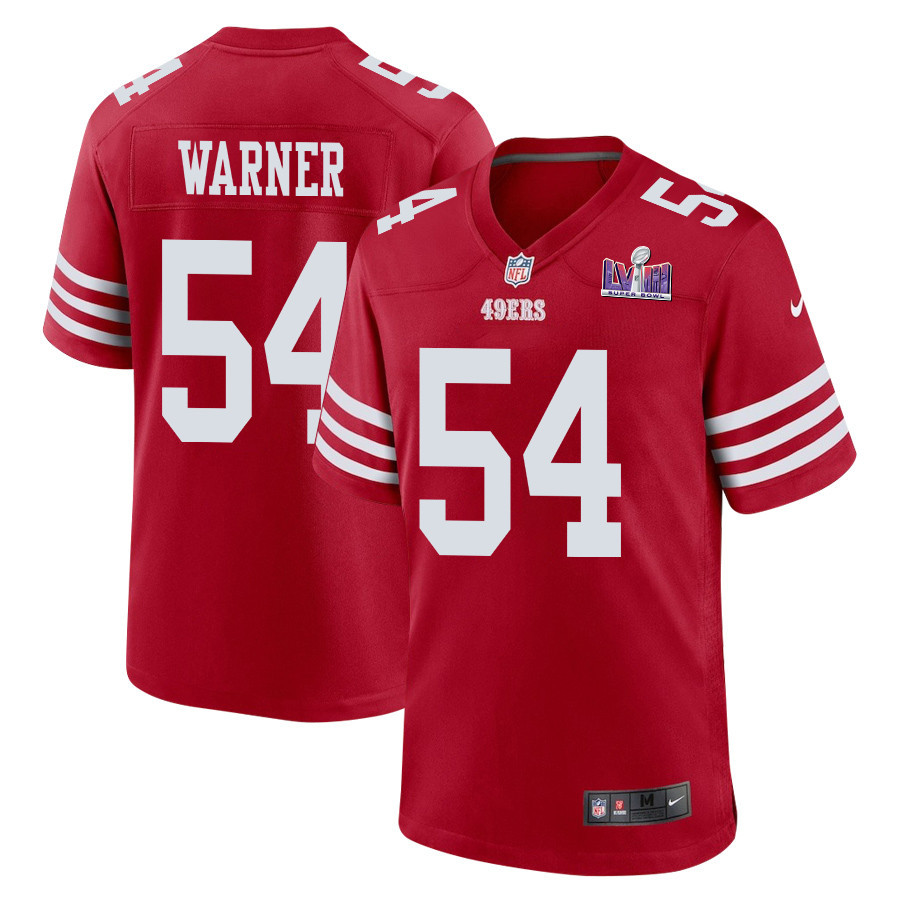 Fred Warner 54 San Francisco 49ers Super Bowl LVIII Patch Game Men Jersey - Scarlet JS1481 nicesnker