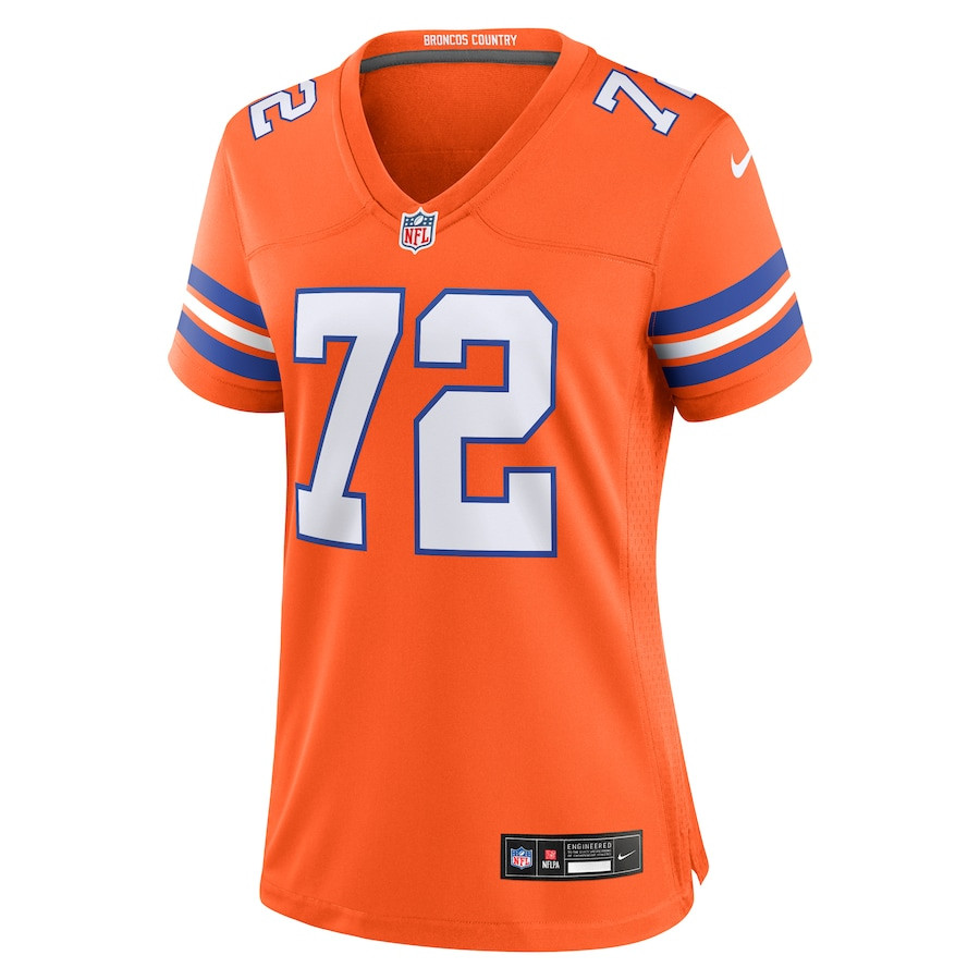 Alternative view of Garrett Bolles 72 Denver Broncos Women's Mile High Collection 1977 Throwback Player Game Jersey - Orange JS3836 nicesnker