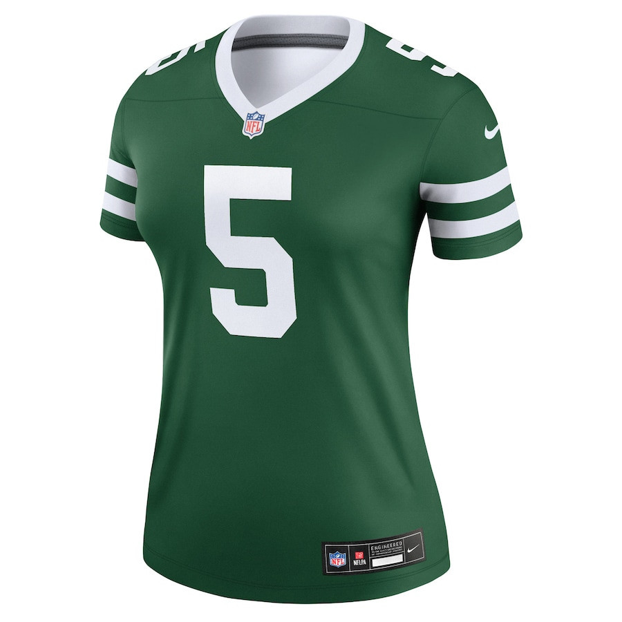 Alternative view of Garrett Wilson 5 New York Jets Alternate Legend Jersey, Women Legacy Green JS8321 nicesnker