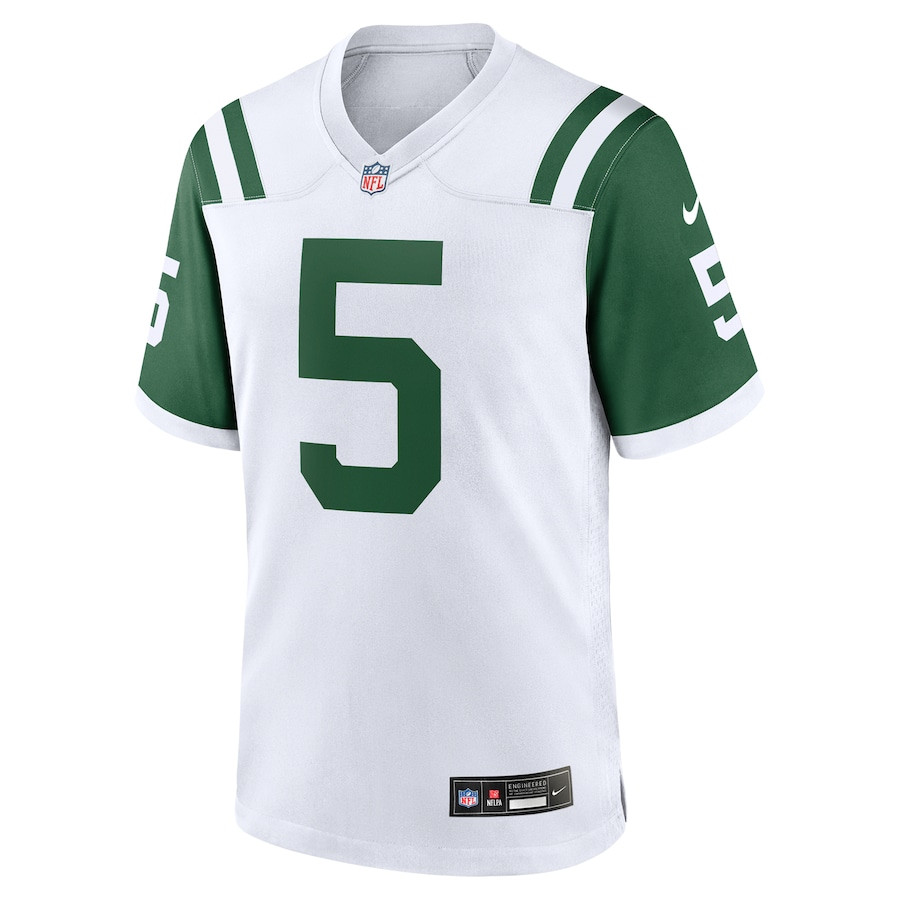 Alternative view of Garrett Wilson 5 New York Jets Classic Alternate Game Men Jersey - White JS5494 nicesnker