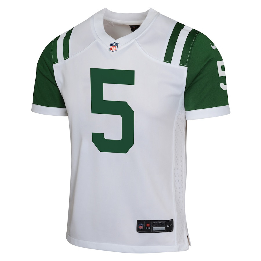 Alternative view of Garrett Wilson 5 New York Jets Classic Alternate Game YOUTH Jersey - White JS5644 nicesnker