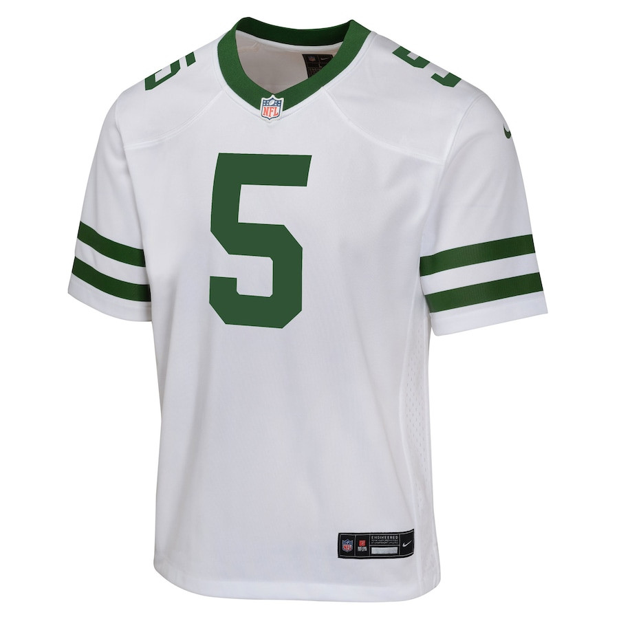 Alternative view of Garrett Wilson 5 New York Jets Game YOUTH Jersey - Legacy White JS3701 nicesnker