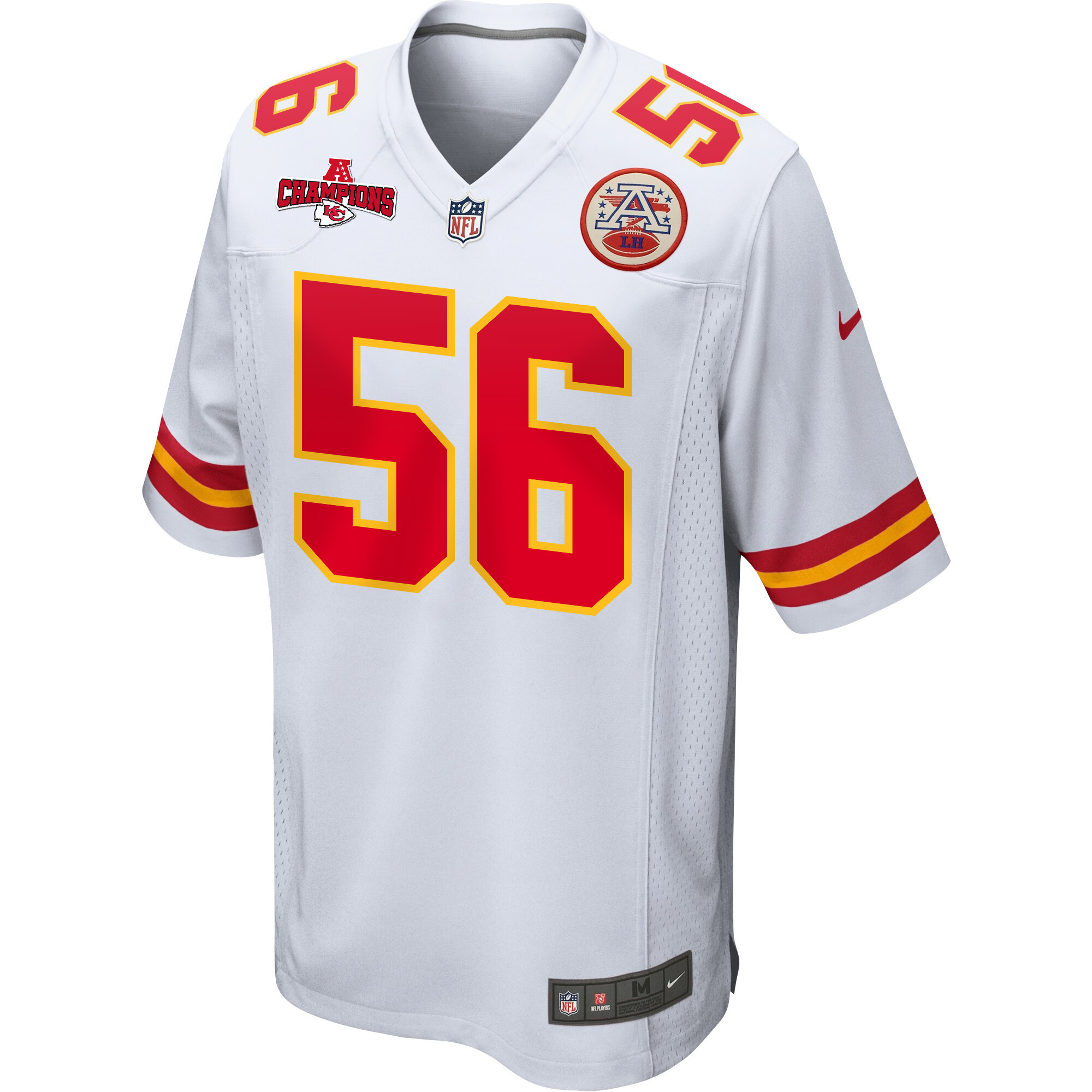 Alternative view of George Karlaftis 56 Kansas City Chiefs AFC Champions Patch Game Men Jersey - White JS3190 nicesnker