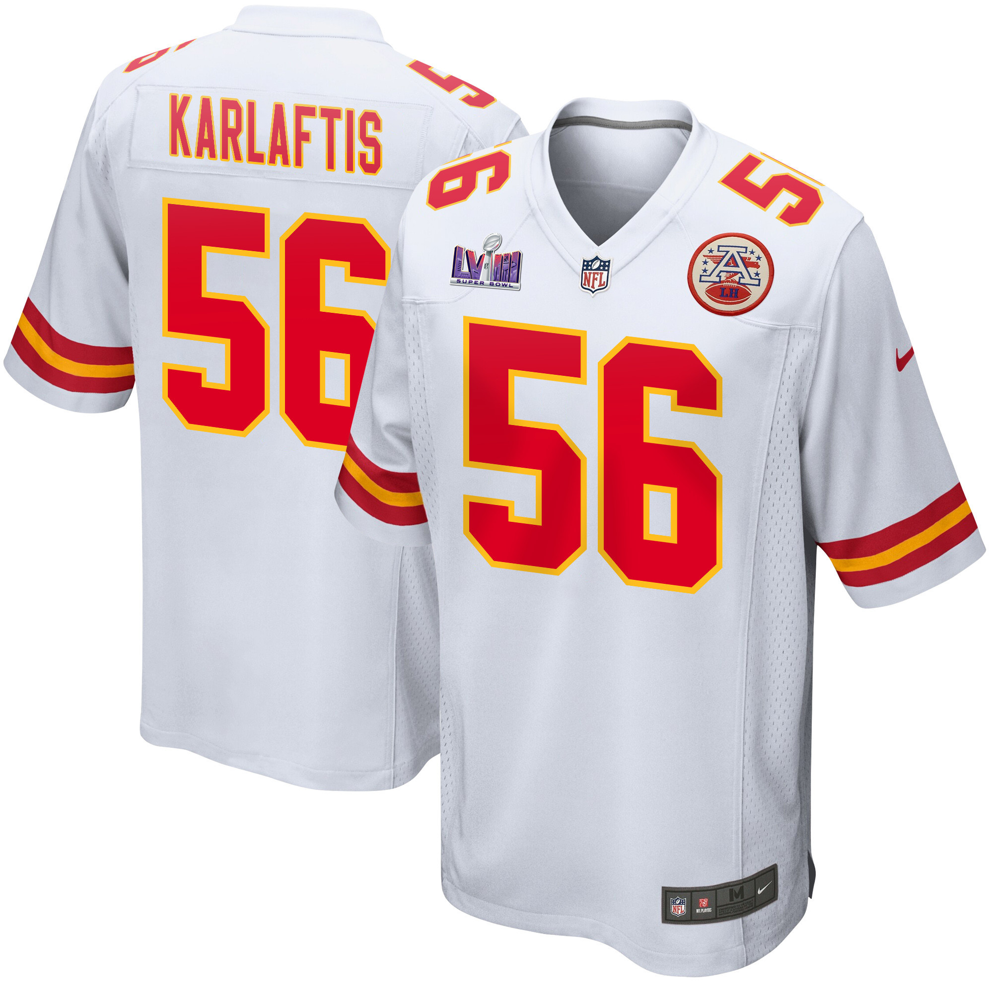 George Karlaftis 56 Kansas City Chiefs Super Bowl LVIII Patch Game Men Jersey - White JS5794 nicesnker