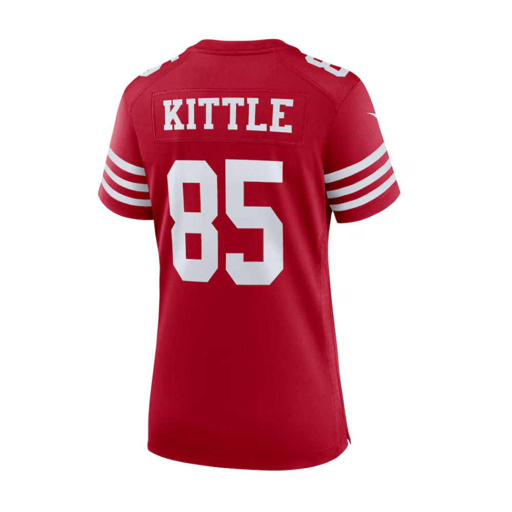 Alternative view of George Kittle 85 San Francisco 49ers 2025 Pro Bowl Patch Women Game Jersey - Scarlet JS6920 nicesnker