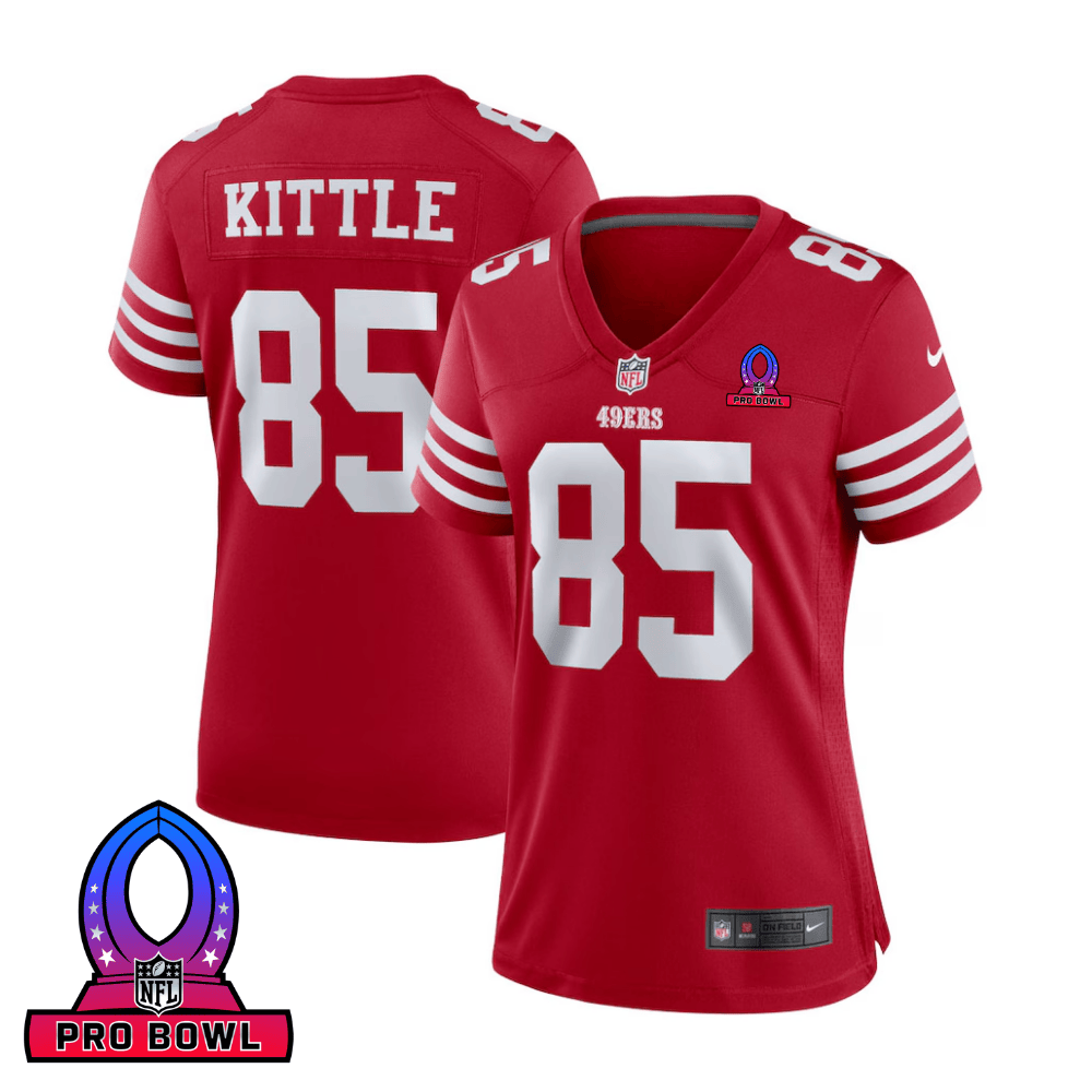 George Kittle 85 San Francisco 49ers 2025 Pro Bowl Patch Women Game Jersey - Scarlet JS6920 nicesnker