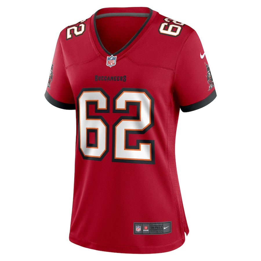 Alternative view of Graham Barton 62 Tampa Bay Buccaneers Game Women Jersey - Red JS3587 nicesnker