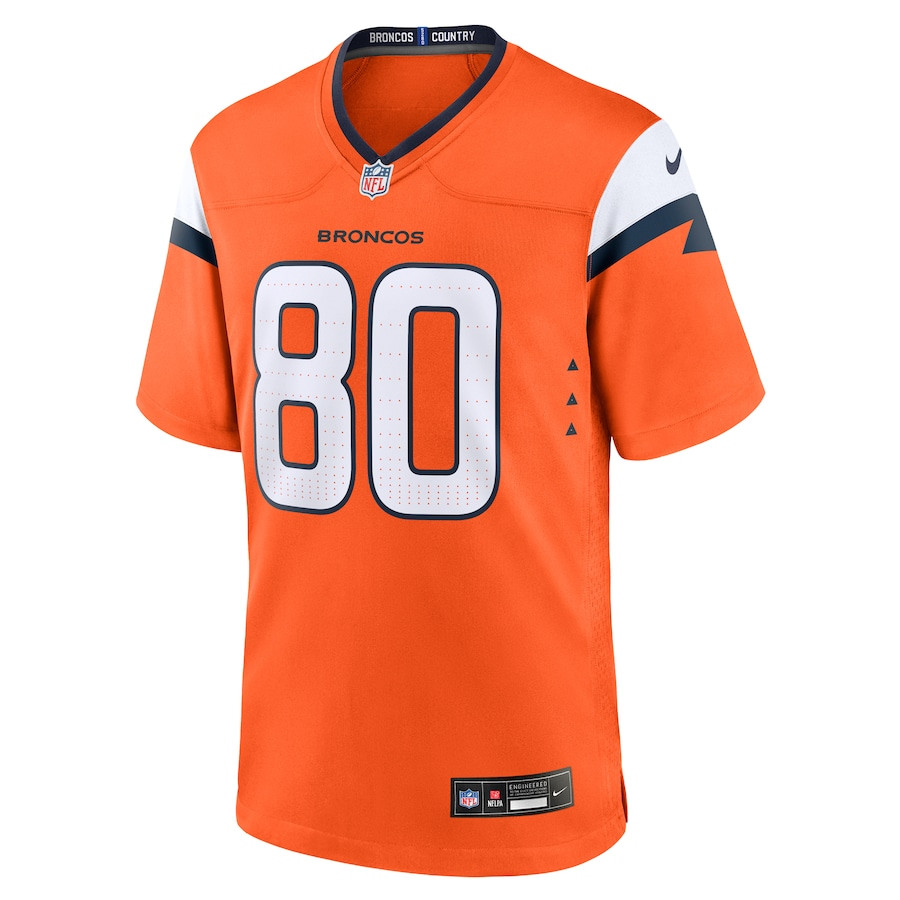 Alternative view of Greg Dulcich 80 Denver Broncos Team Game Men Jersey - Orange JS8196 nicesnker