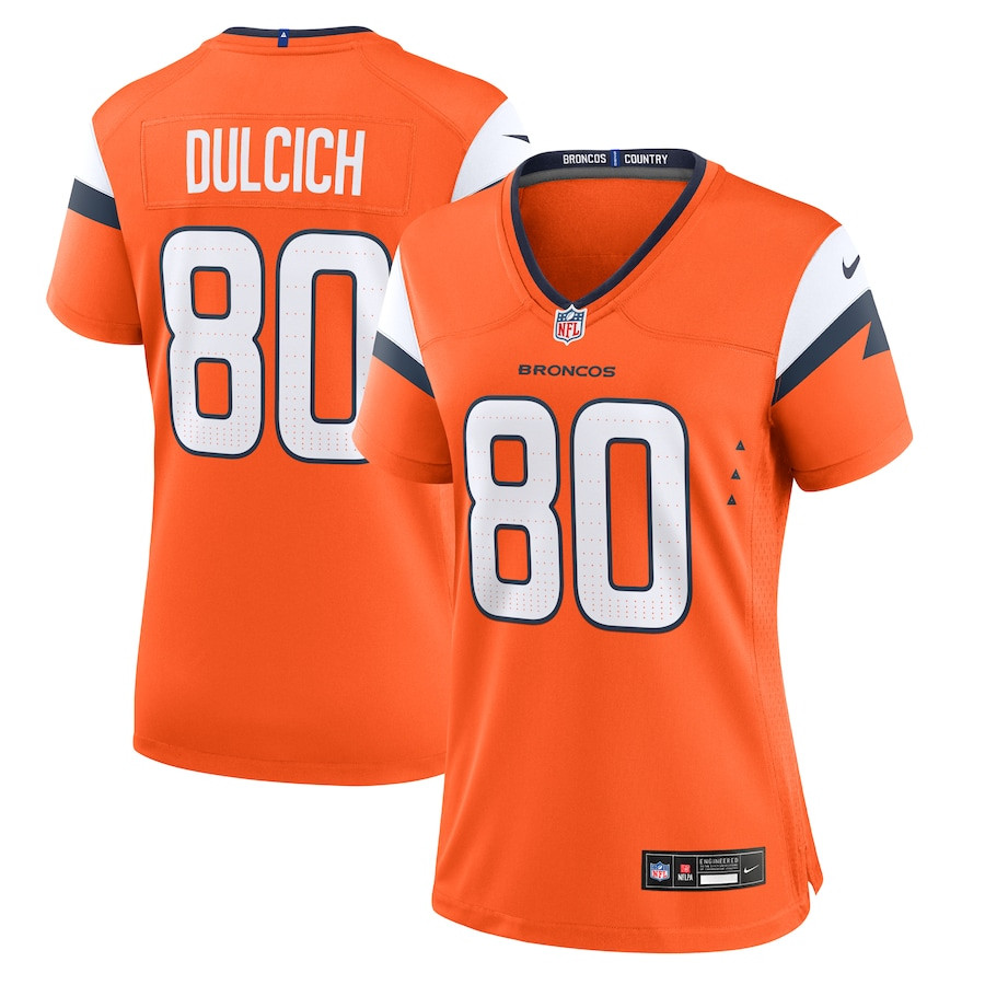 Greg Dulcich 80 Denver Broncos Women's Team Game Jersey - Orange JS4635 nicesnker