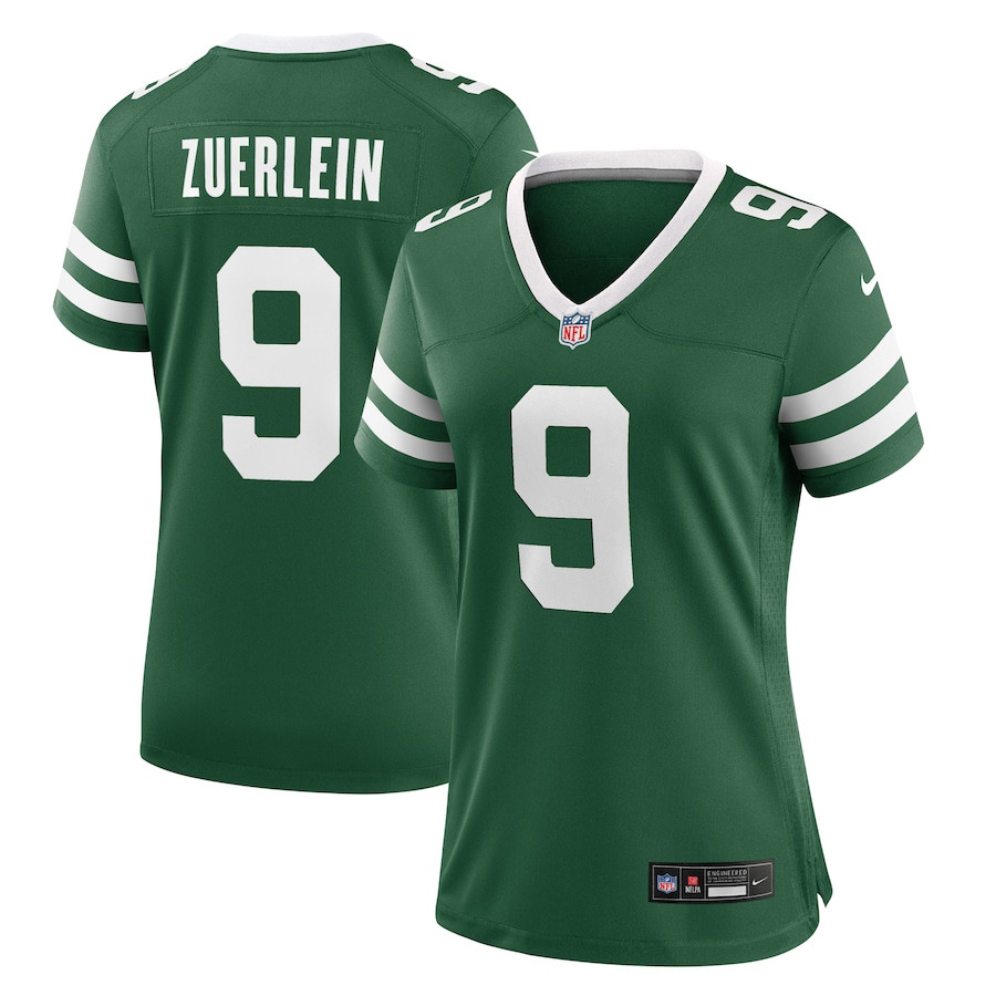 Greg Zuerlein 9 New York Jets Women's Team Game Jersey - Legacy Green JS7278 nicesnker
