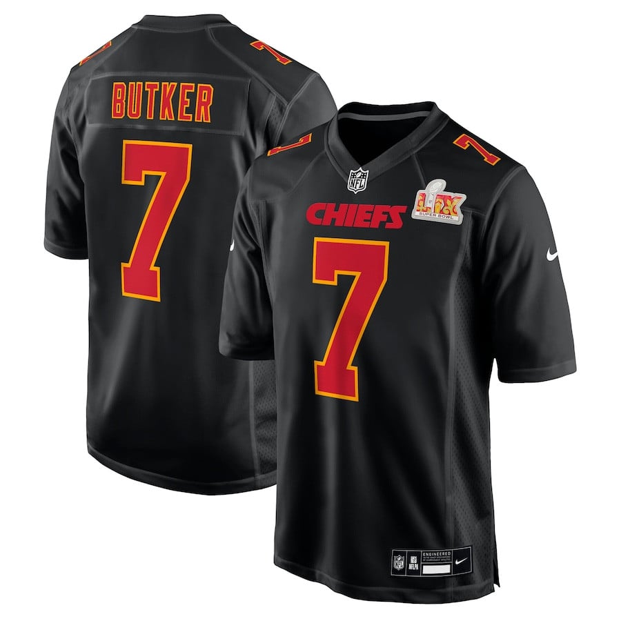 Harrison Butker 7 Kansas City Chiefs Super Bowl LIX Fashion Game Jersey - Carbon Black JS3634 nicesnker