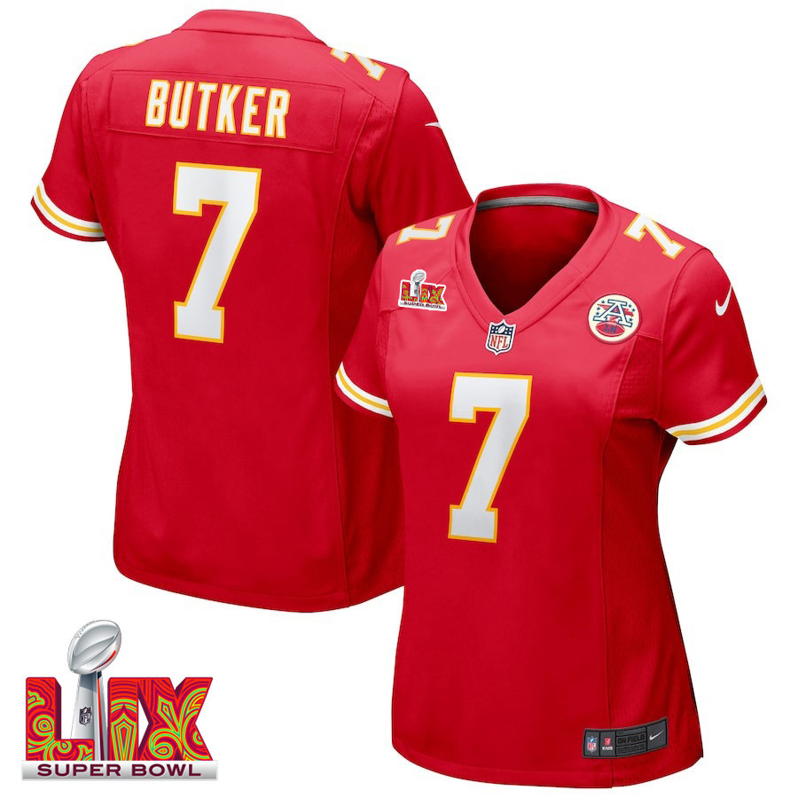 Harrison Butker #7 Kansas City Chiefs Super Bowl LIX Women's Jersey - Red JS3804 nicesnker