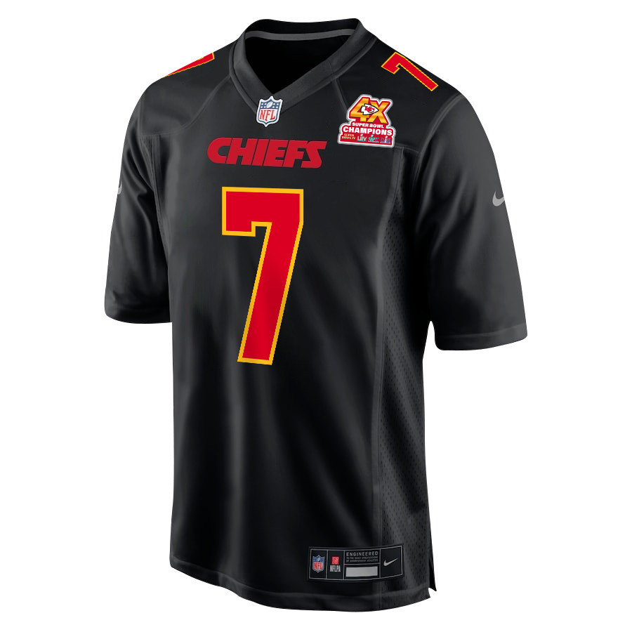 Alternative view of Harrison Butker 7 Kansas City Chiefs Super Bowl LVIII Champions 4X Fashion Game Men Jersey - Carbon Black JS9380 nicesnker