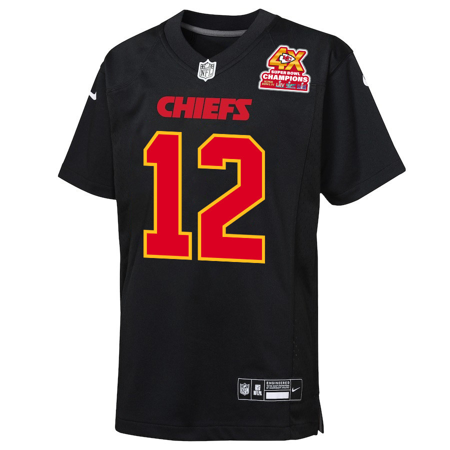 Alternative view of Harrison Butker 7 Kansas City Chiefs Super Bowl LVIII Champions 4X Fashion Game YOUTH Jersey - Carbon Black JS4991 nicesnker