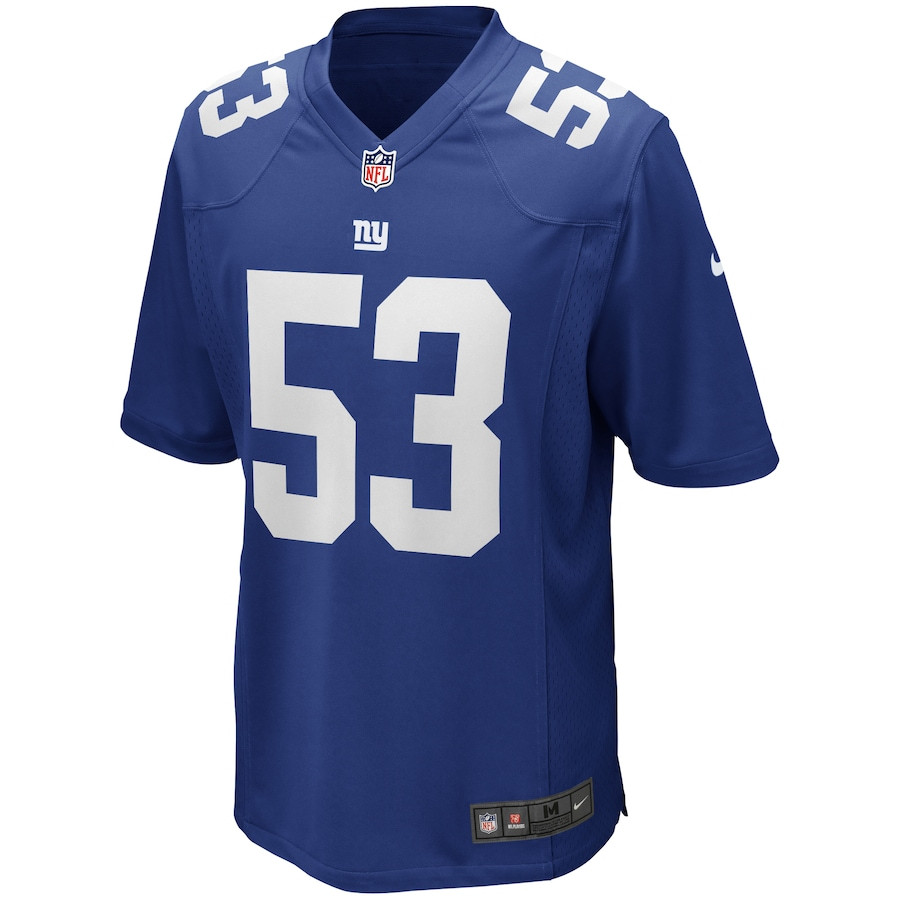 Alternative view of Harry Carson 53 New York Giants Men Game Retired Jersey - Royal JS2561 nicesnker