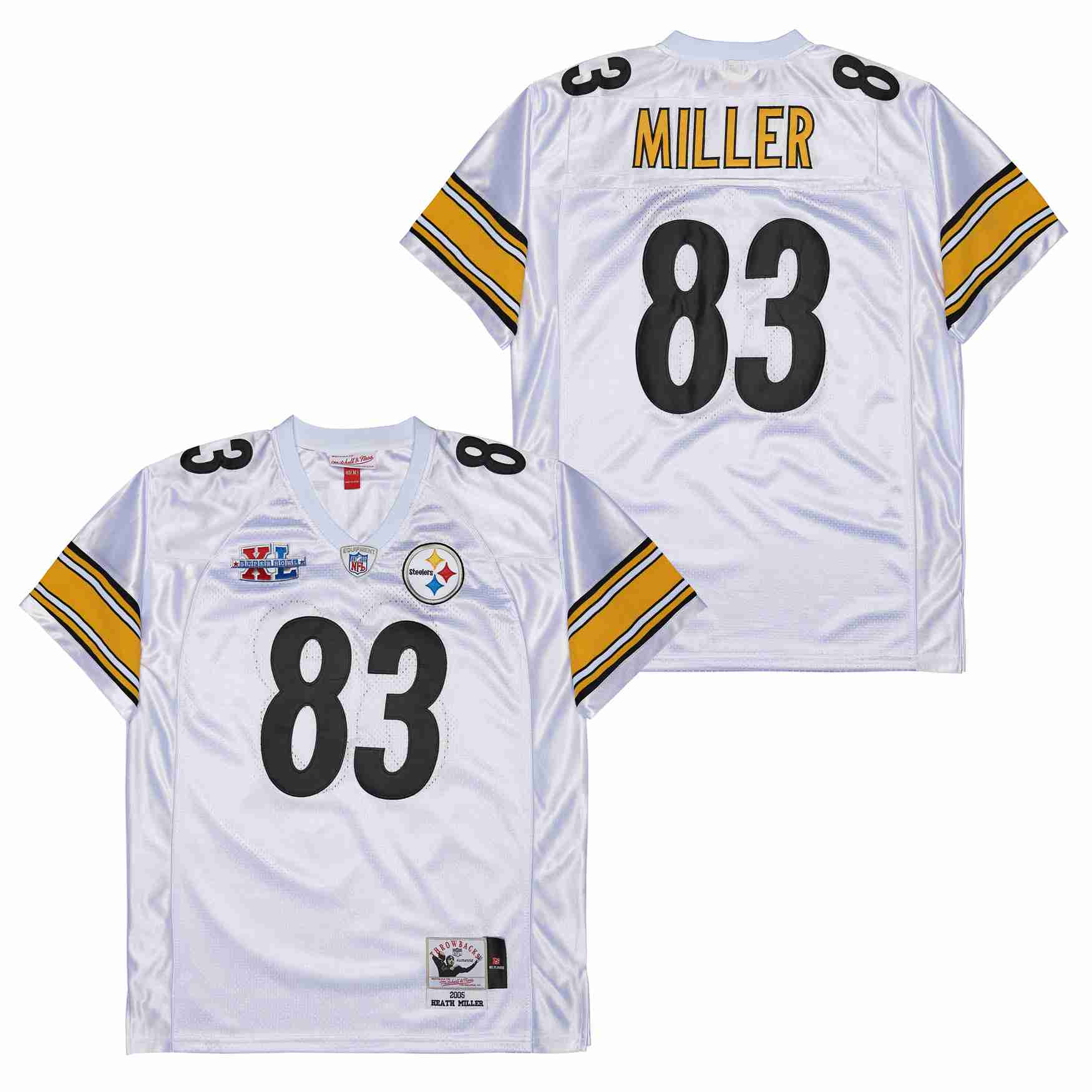 Heath Miller 83 Pittsburgh Steelers Super Bowl XL Retro Throwback Men Jersey - White JS8196 nicesnker